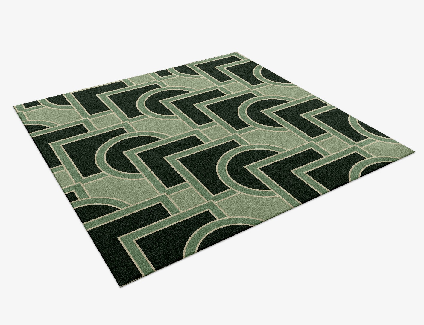 Overlaps Geometric Square Hand Knotted Tibetan Wool Custom Rug by Rug Artisan