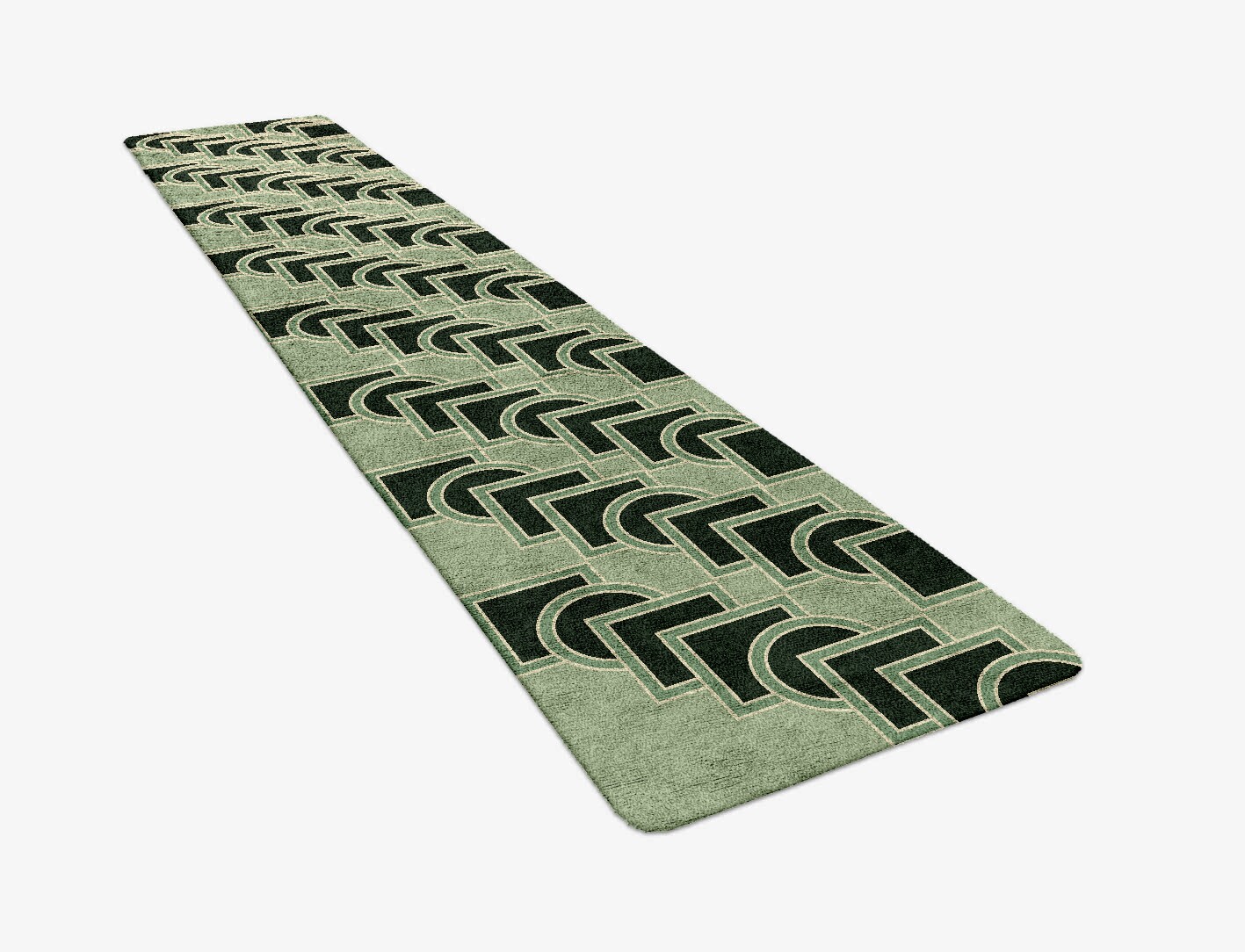 Overlaps Geometric Runner Hand Tufted Bamboo Silk Custom Rug by Rug Artisan