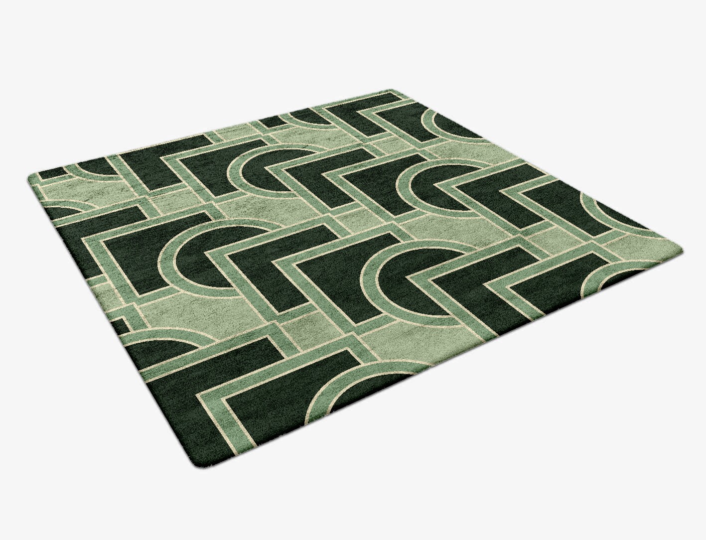 Overlaps Geometric Square Hand Tufted Bamboo Silk Custom Rug by Rug Artisan