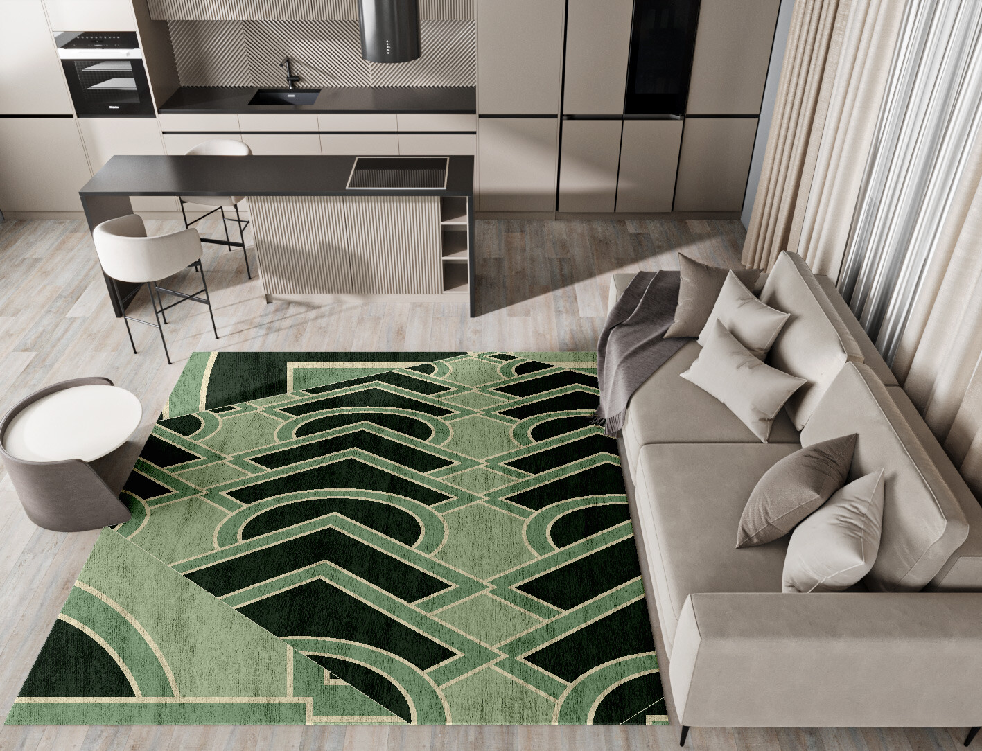 Overlaps Geometric Square Hand Tufted Bamboo Silk Custom Rug by Rug Artisan