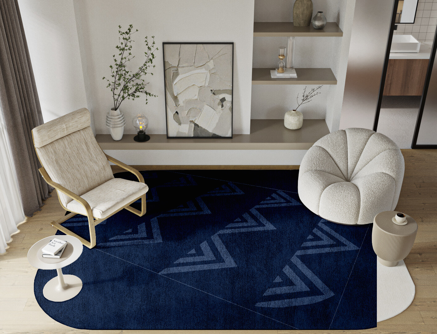 Ovid Minimalist Oblong Hand Knotted Bamboo Silk Custom Rug by Rug Artisan