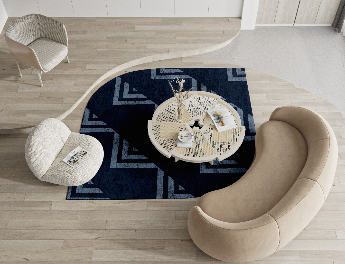 Ovid Minimalist Ogee Hand Knotted Bamboo Silk Custom Rug by Rug Artisan