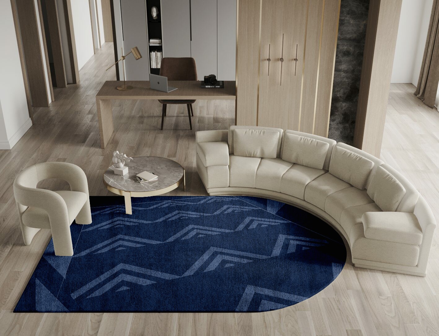 Ovid Minimalist Arch Hand Tufted Bamboo Silk Custom Rug by Rug Artisan