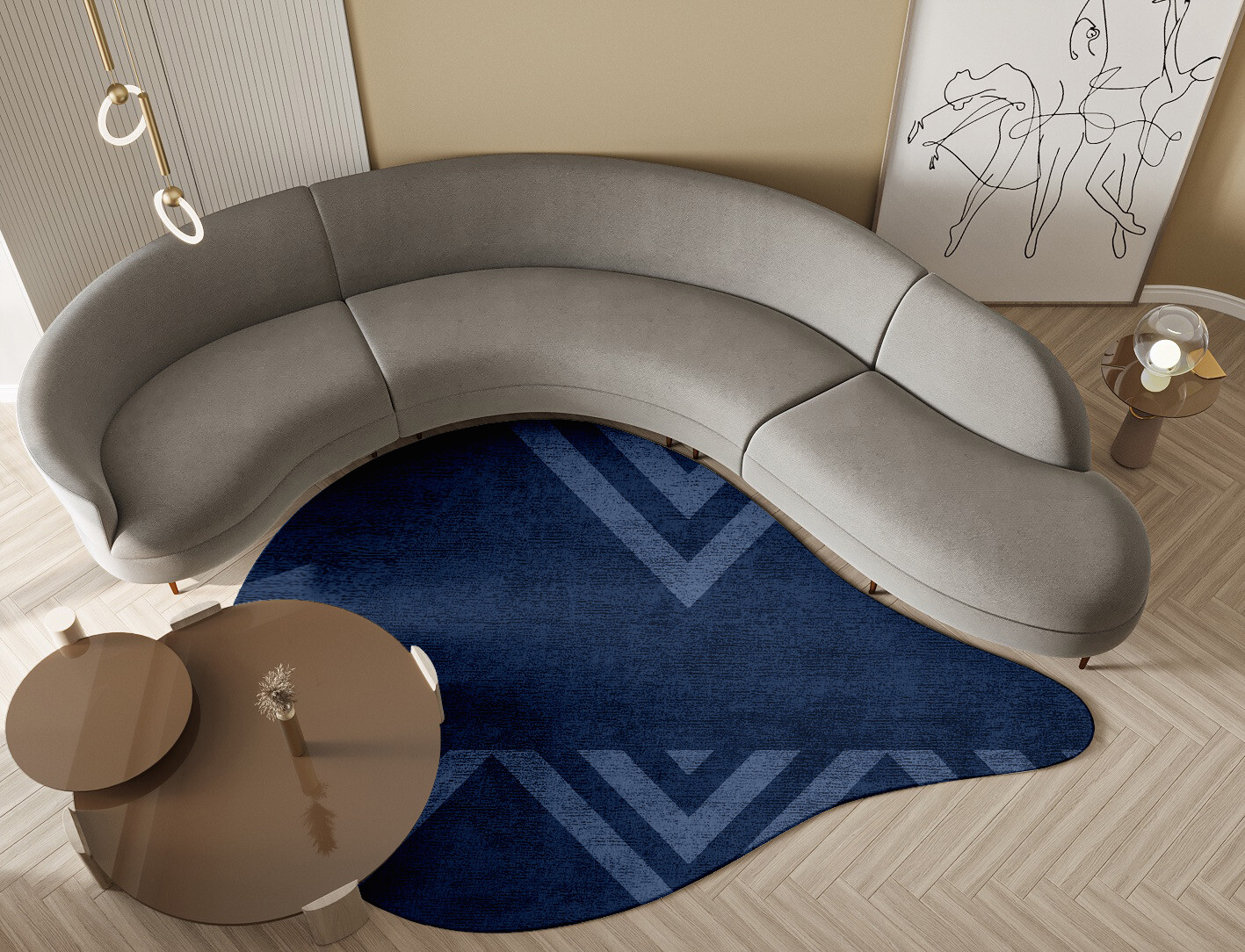 Ovid Minimalist Drop Hand Tufted Bamboo Silk Custom Rug by Rug Artisan