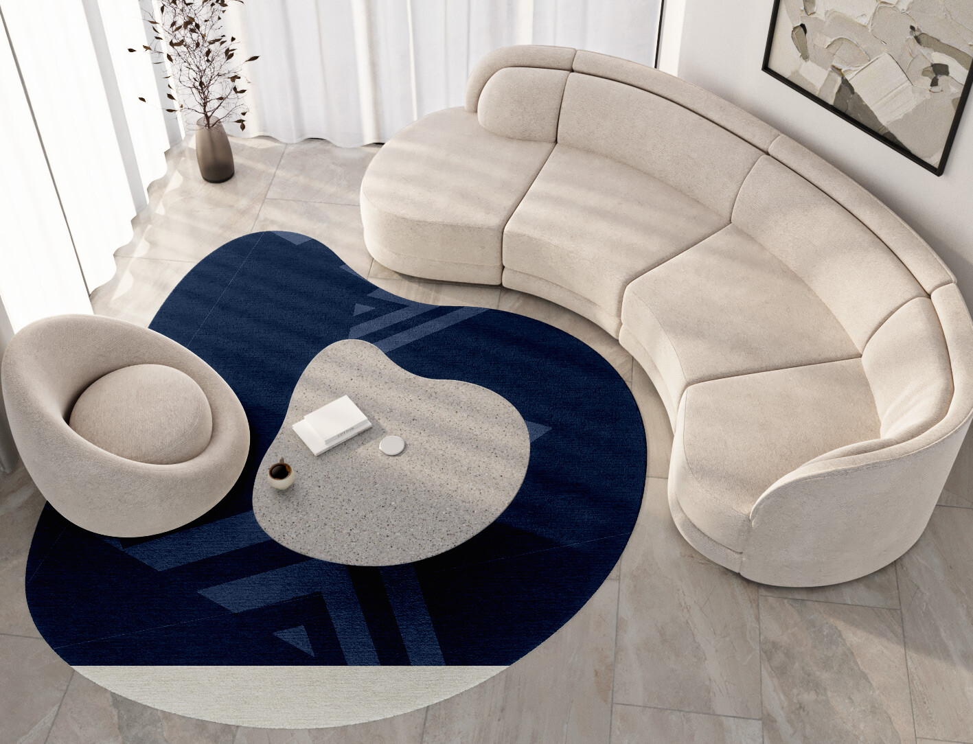 Ovid Minimalist Splash Hand Tufted Pure Wool Custom Rug by Rug Artisan