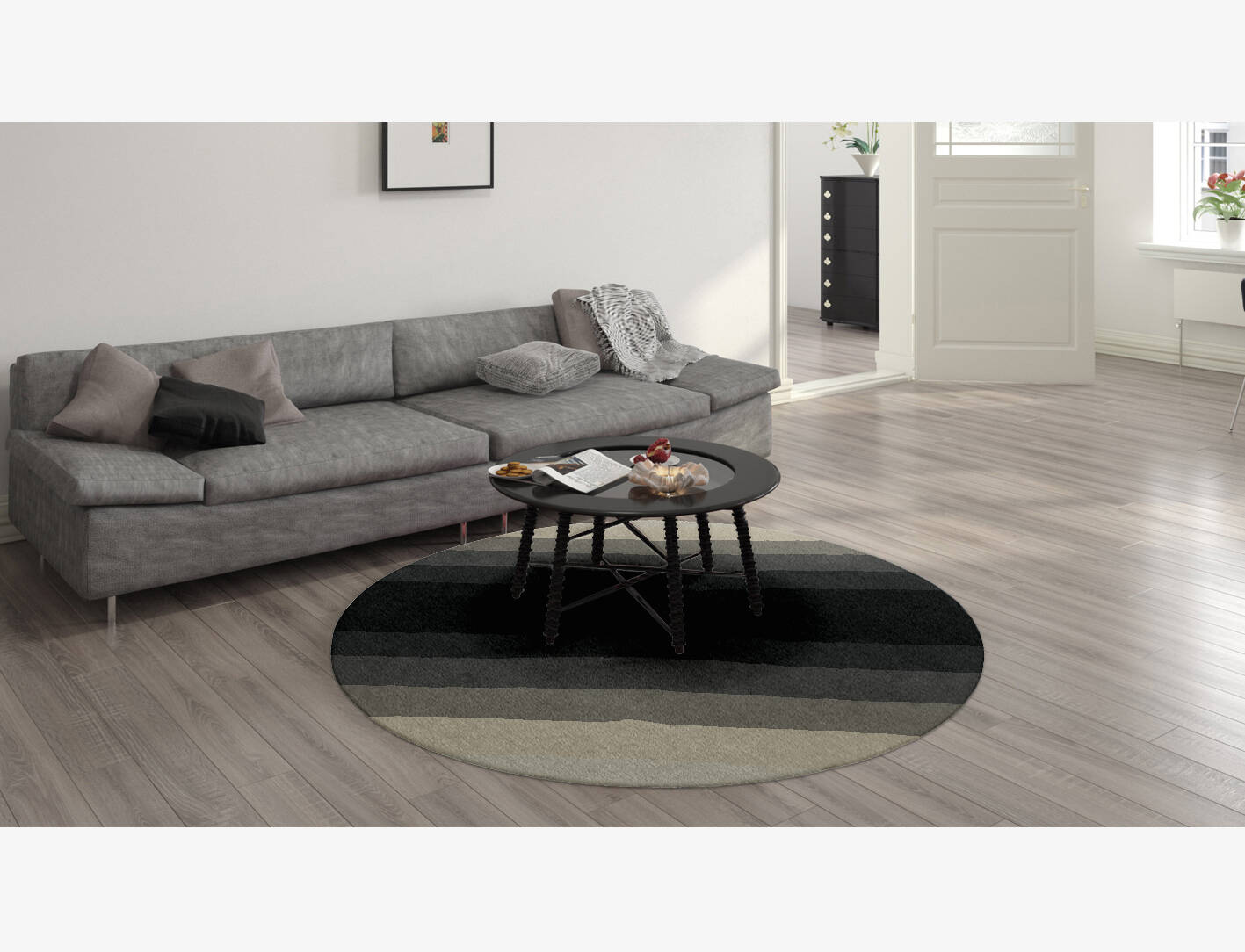 Oxford Gradation Round Hand Knotted Tibetan Wool Custom Rug by Rug Artisan