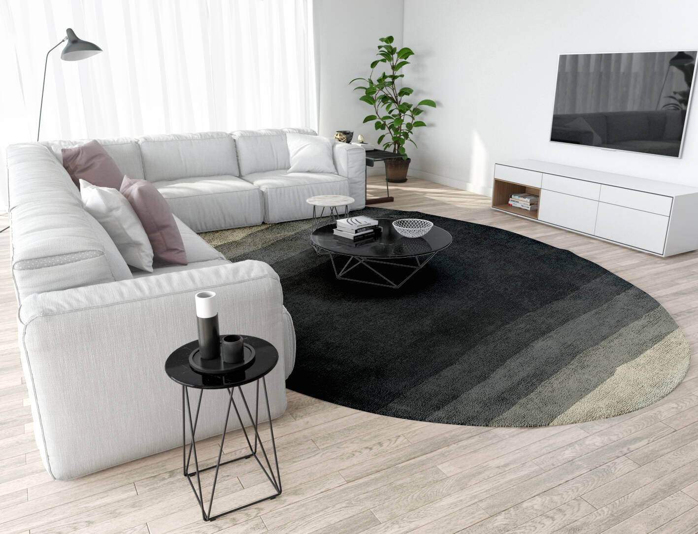 Oxford Gradation Oval Hand Tufted Bamboo Silk Custom Rug by Rug Artisan