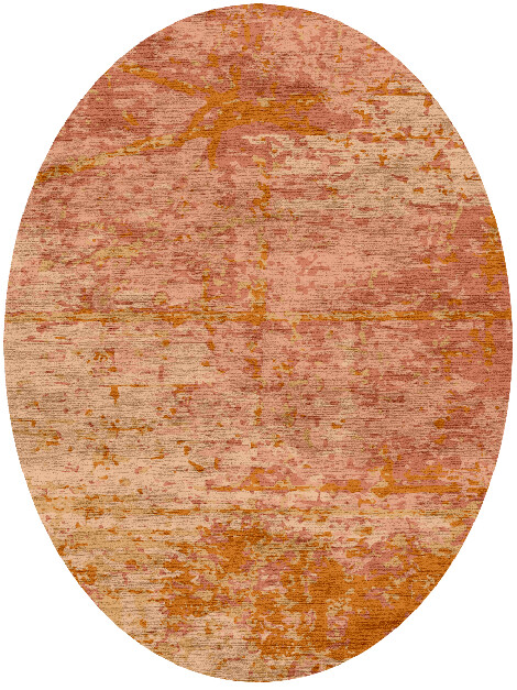Paint Splashes Surface Art Oval Hand Knotted Bamboo Silk Custom Rug by Rug Artisan