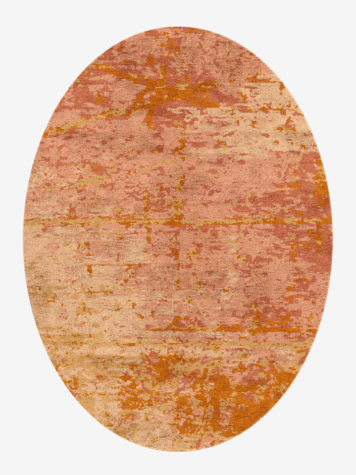 Paint Splashes Surface Art Oval Hand Knotted Bamboo Silk Custom Rug by Rug Artisan