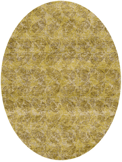 Paisley Lime Vintage Oval Hand Knotted Bamboo Silk Custom Rug by Rug Artisan