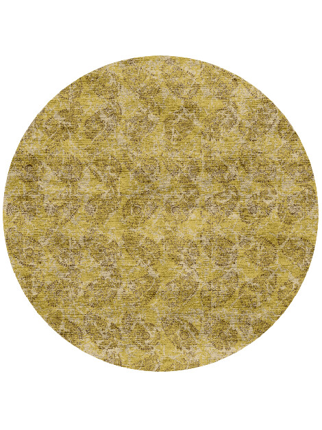 Paisley Lime Vintage Round Hand Knotted Bamboo Silk Custom Rug by Rug Artisan