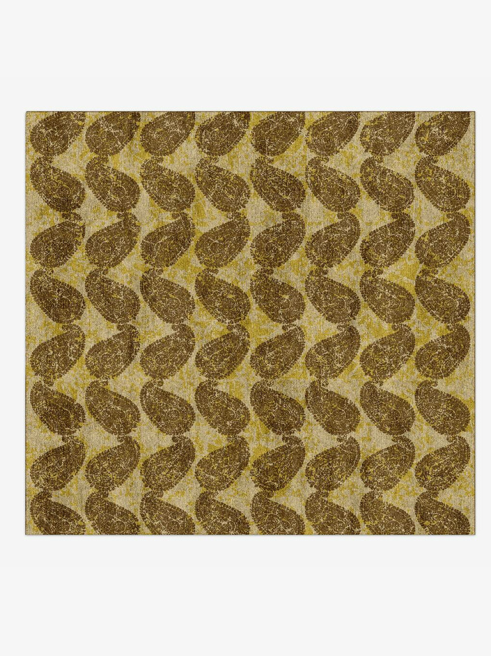 Paisley Lime Vintage Square Hand Knotted Bamboo Silk Custom Rug by Rug Artisan
