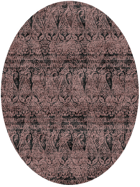 Paisley Rows Vintage Oval Hand Knotted Bamboo Silk Custom Rug by Rug Artisan
