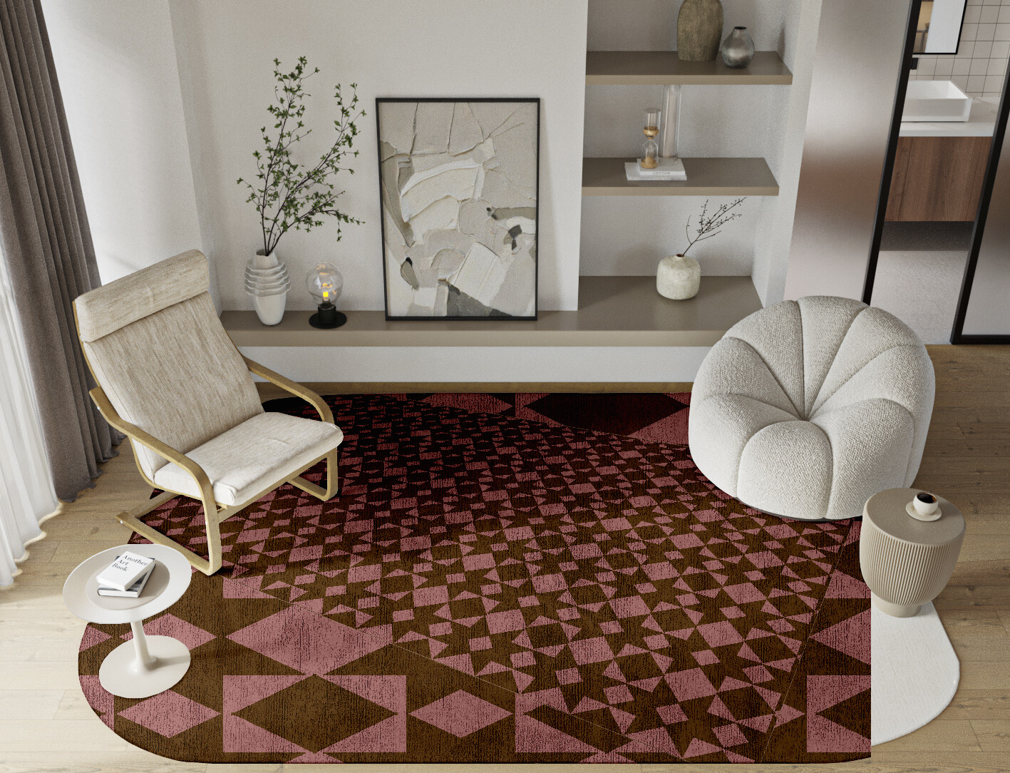 Paladin Geometric Oblong Hand Knotted Bamboo Silk Custom Rug by Rug Artisan
