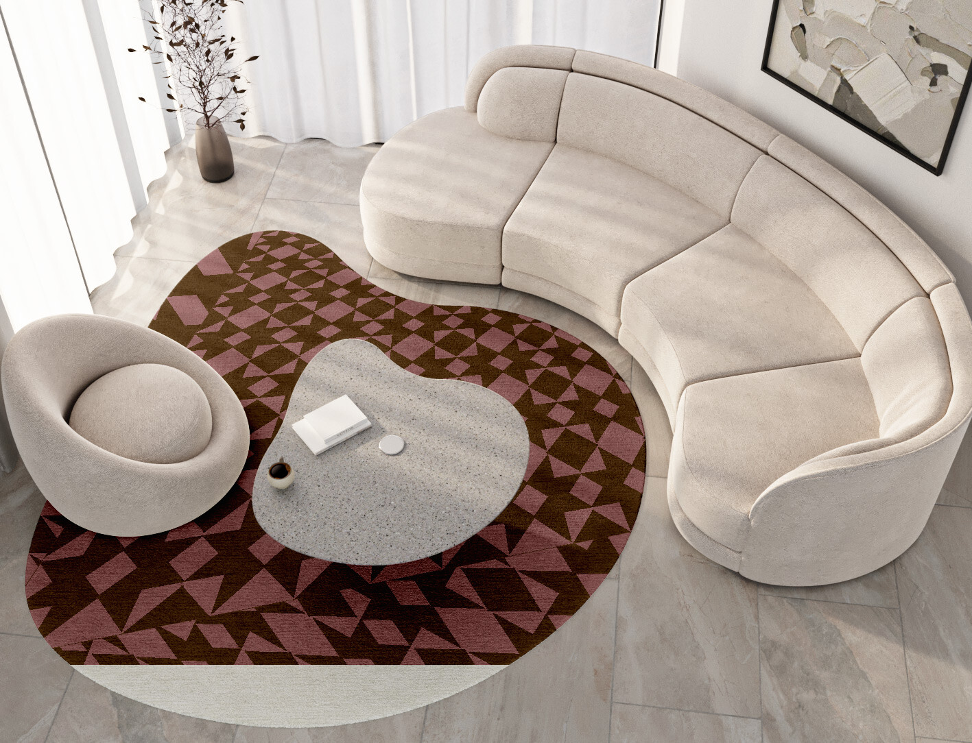 Paladin Geometric Splash Hand Knotted Tibetan Wool Custom Rug by Rug Artisan