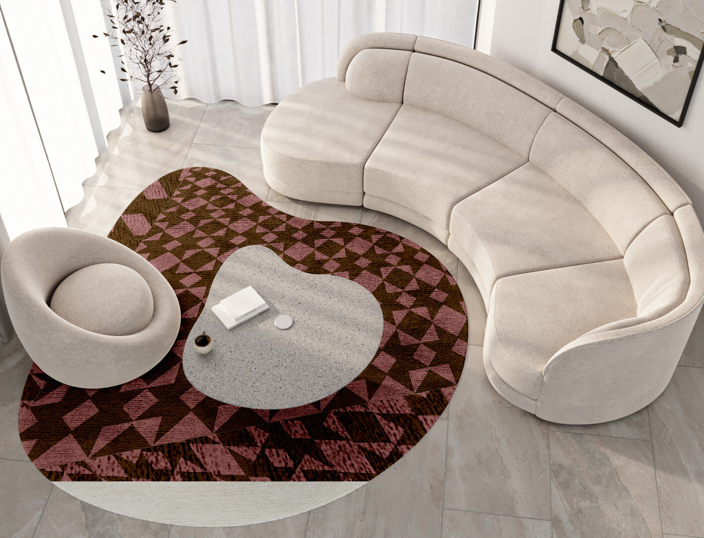 Paladin Geometric Splash Hand Tufted Bamboo Silk Custom Rug by Rug Artisan