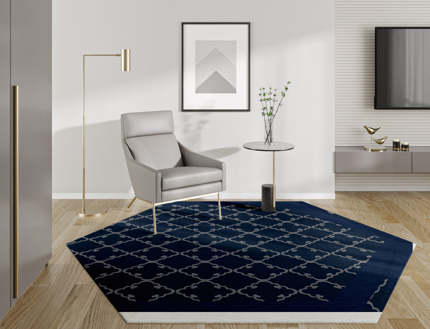 Palanquin Geometric Hexagon Hand Knotted Tibetan Wool Custom Rug by Rug Artisan