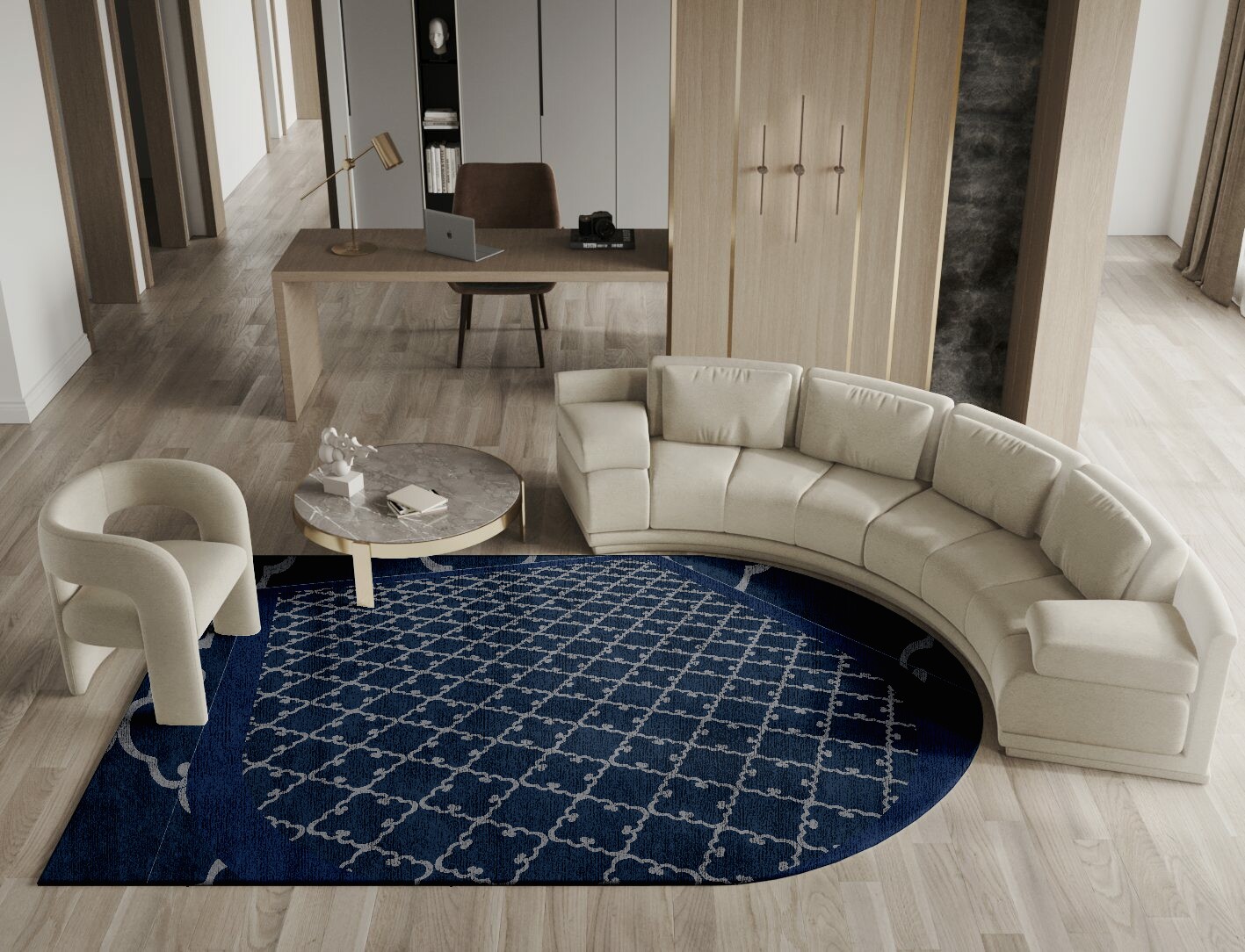 Palanquin Geometric Arch Hand Tufted Bamboo Silk Custom Rug by Rug Artisan