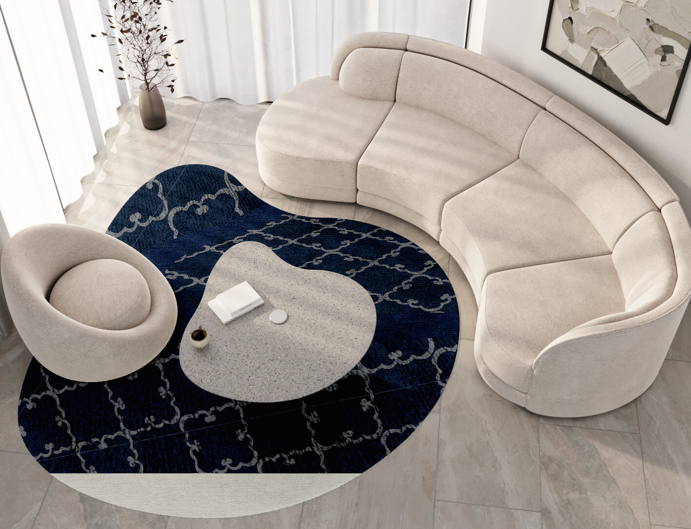 Palanquin Geometric Splash Hand Tufted Bamboo Silk Custom Rug by Rug Artisan