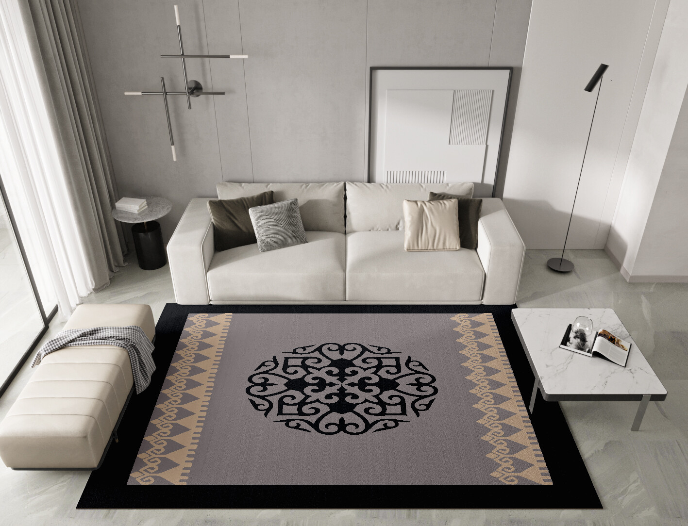 Palantir Geometric Rectangle Hand Knotted Tibetan Wool Custom Rug by Rug Artisan