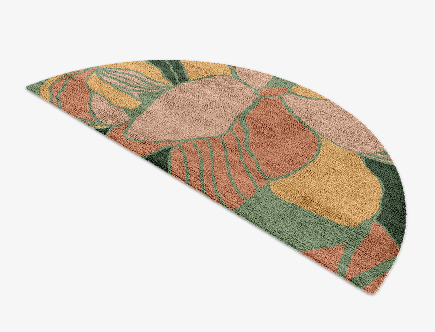 Pansy Field of Flowers Halfmoon Hand Knotted Bamboo Silk Custom Rug by Rug Artisan