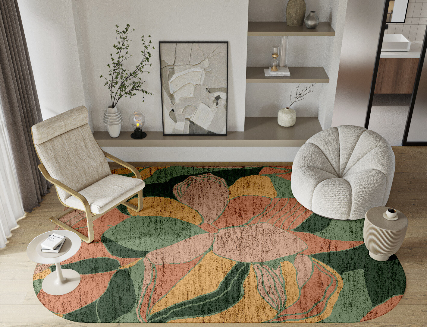 Pansy Field of Flowers Oblong Hand Knotted Bamboo Silk Custom Rug by Rug Artisan