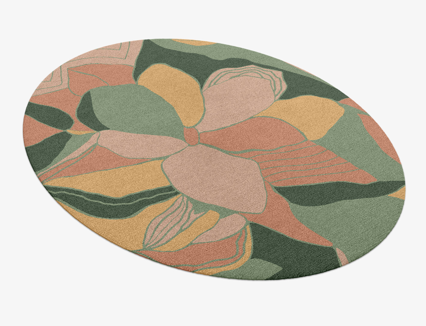 Pansy Field of Flowers Oval Hand Knotted Tibetan Wool Custom Rug by Rug Artisan