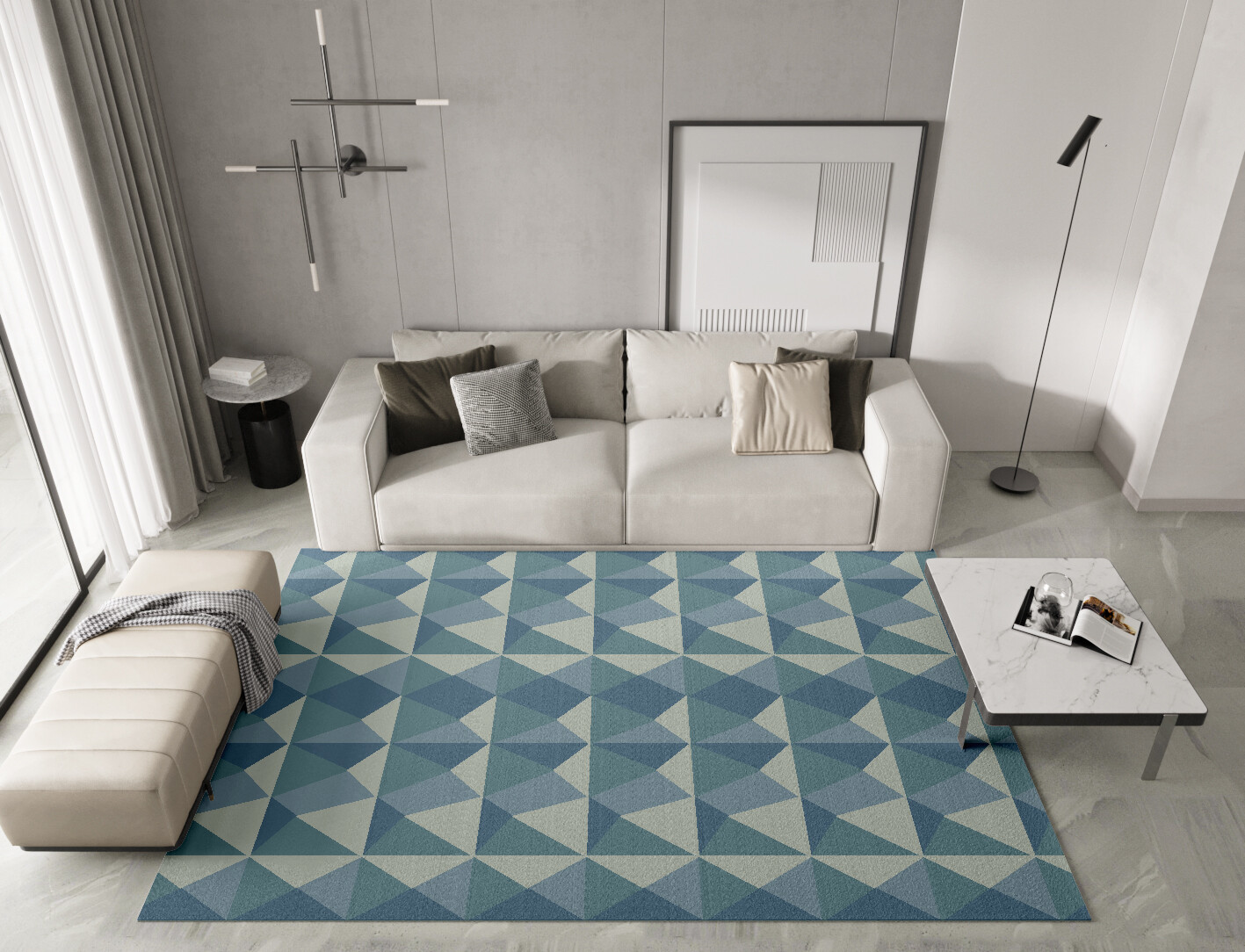 Paper Crush Geometric Rectangle Hand Knotted Tibetan Wool Custom Rug by Rug Artisan