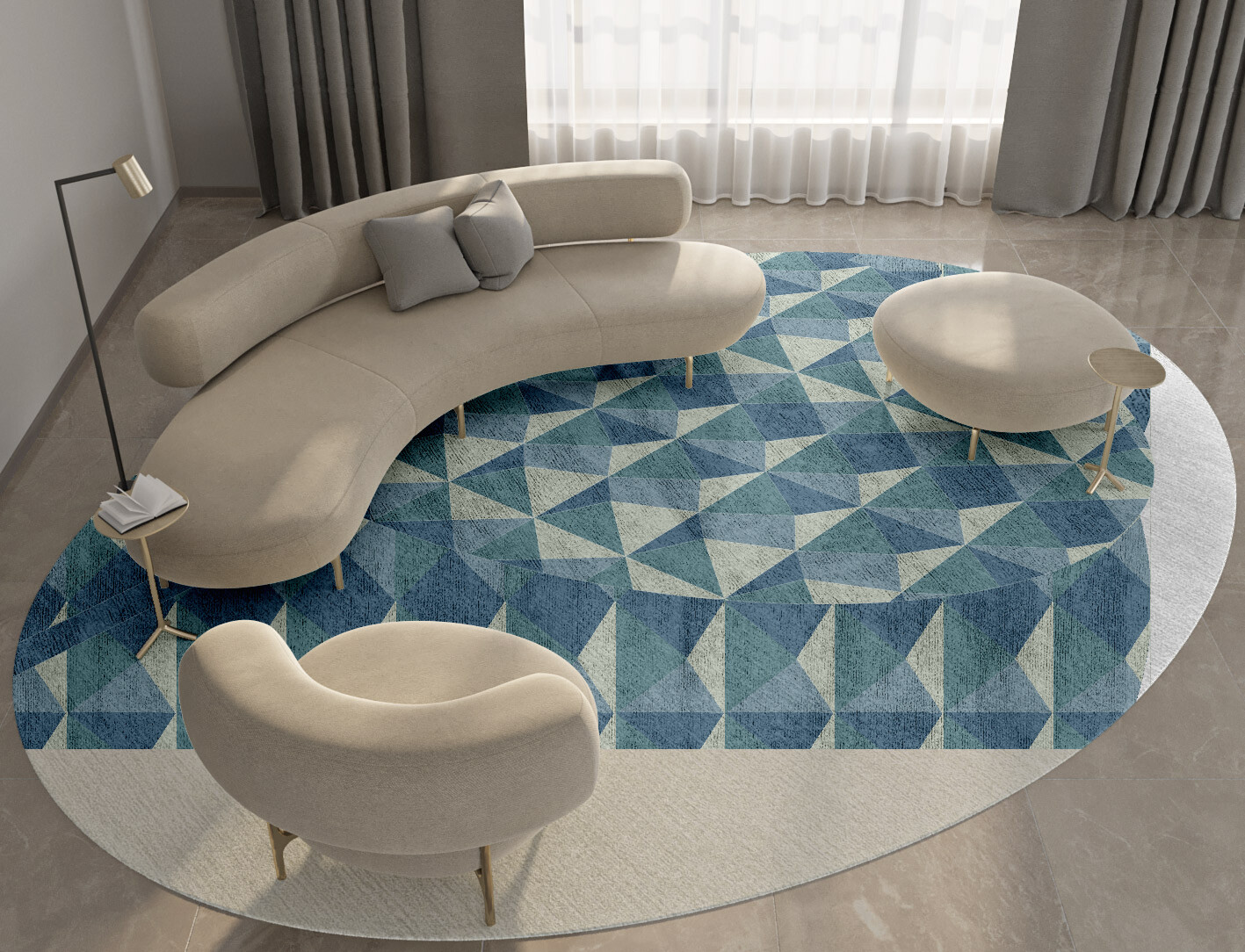 Paper Crush Geometric Oval Hand Tufted Bamboo Silk Custom Rug by Rug Artisan