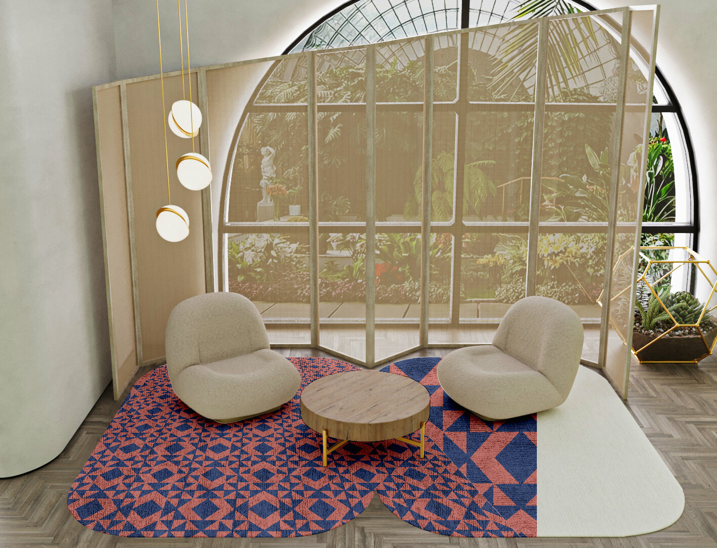 Papier Mache Geometric Eight Hand Knotted Bamboo Silk Custom Rug by Rug Artisan