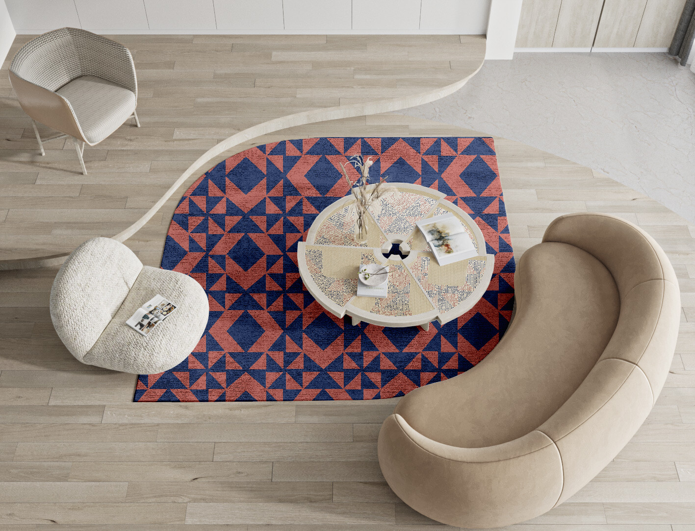 Papier Mache Geometric Ogee Hand Knotted Bamboo Silk Custom Rug by Rug Artisan