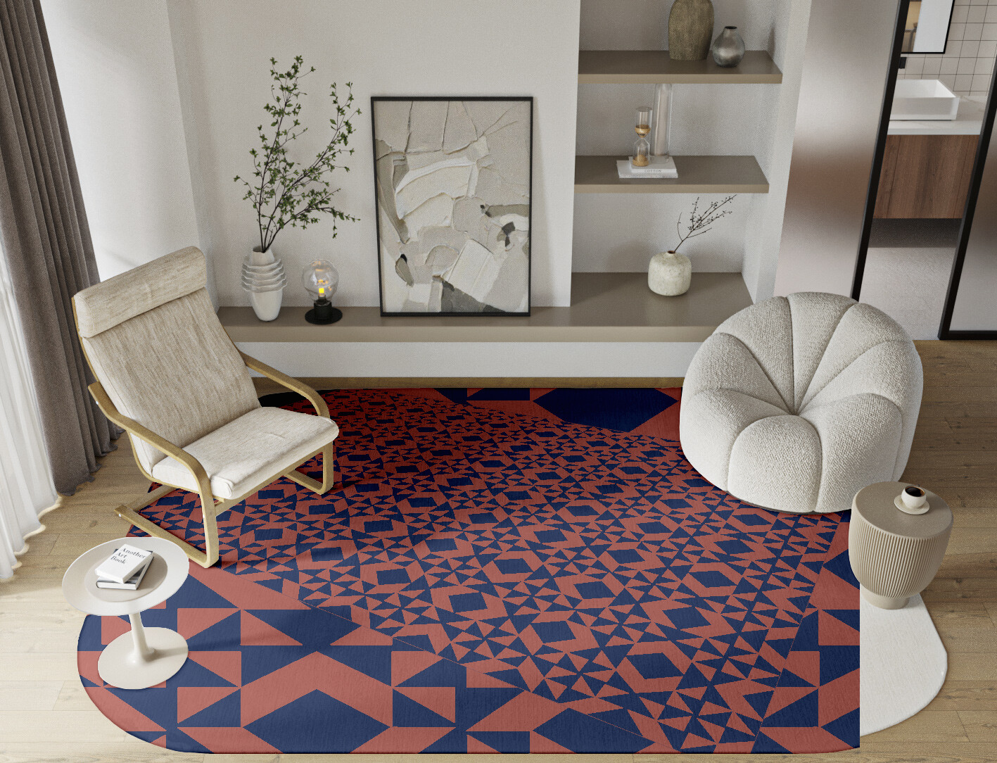 Papier Mache Geometric Oblong Hand Tufted Pure Wool Custom Rug by Rug Artisan