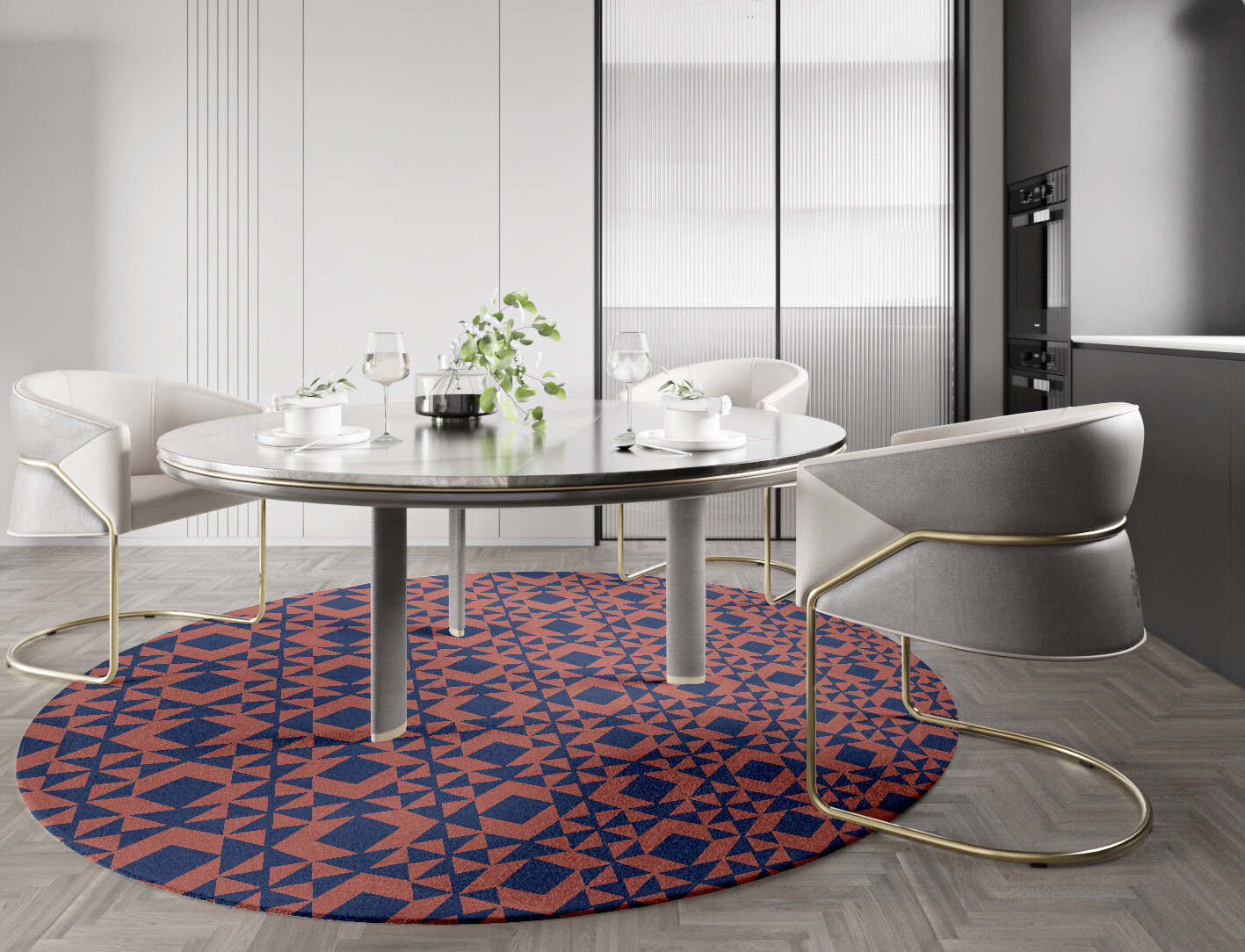 Papier Mache Geometric Round Hand Tufted Pure Wool Custom Rug by Rug Artisan