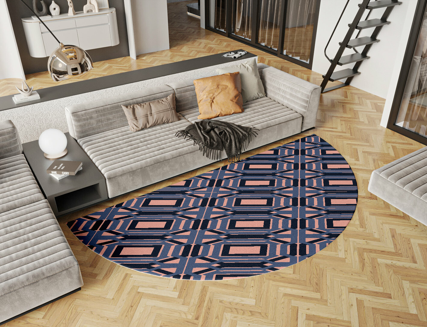 Paradigm Geometric Halfmoon Hand Tufted Pure Wool Custom Rug by Rug Artisan