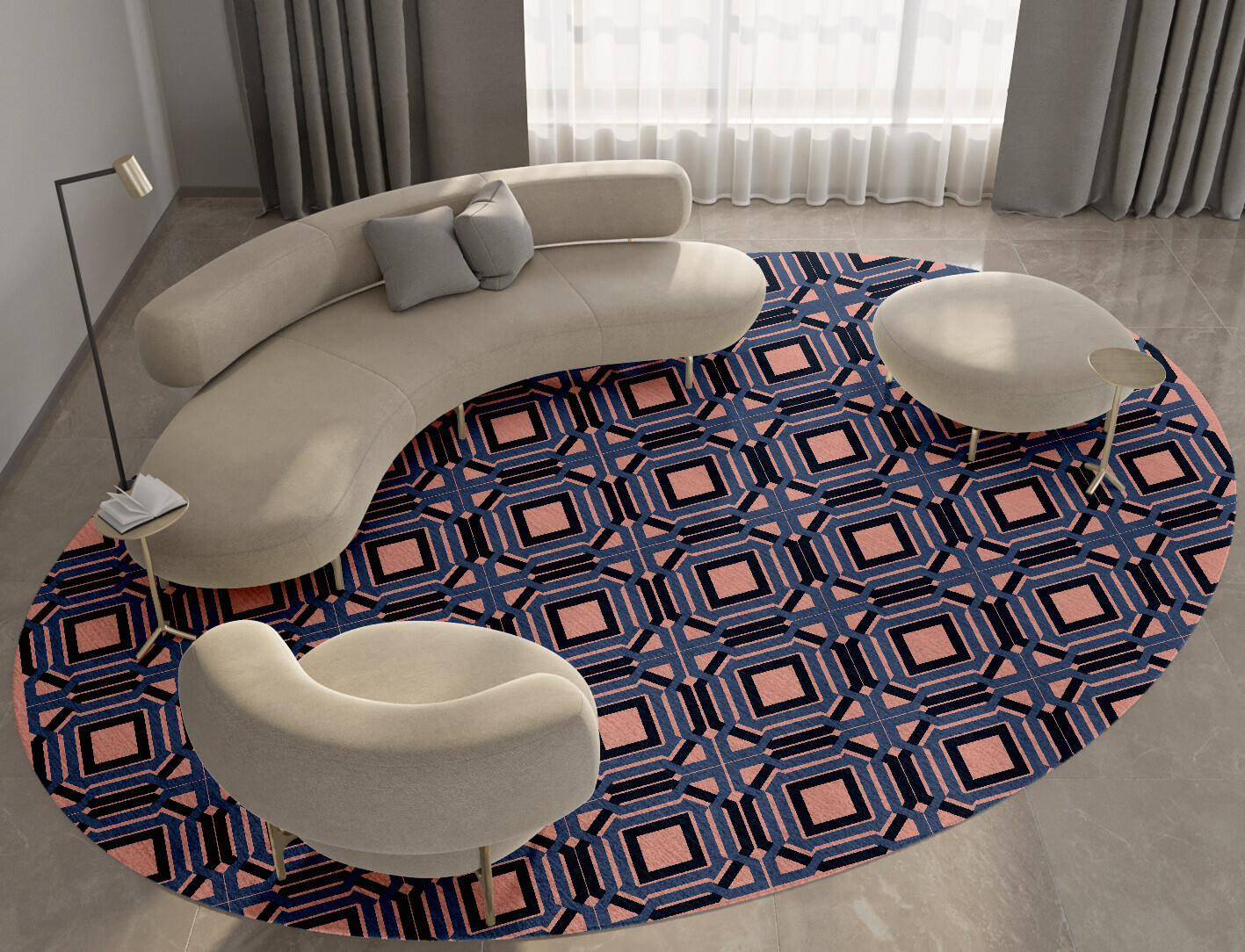 Paradigm Geometric Oval Hand Tufted Pure Wool Custom Rug by Rug Artisan