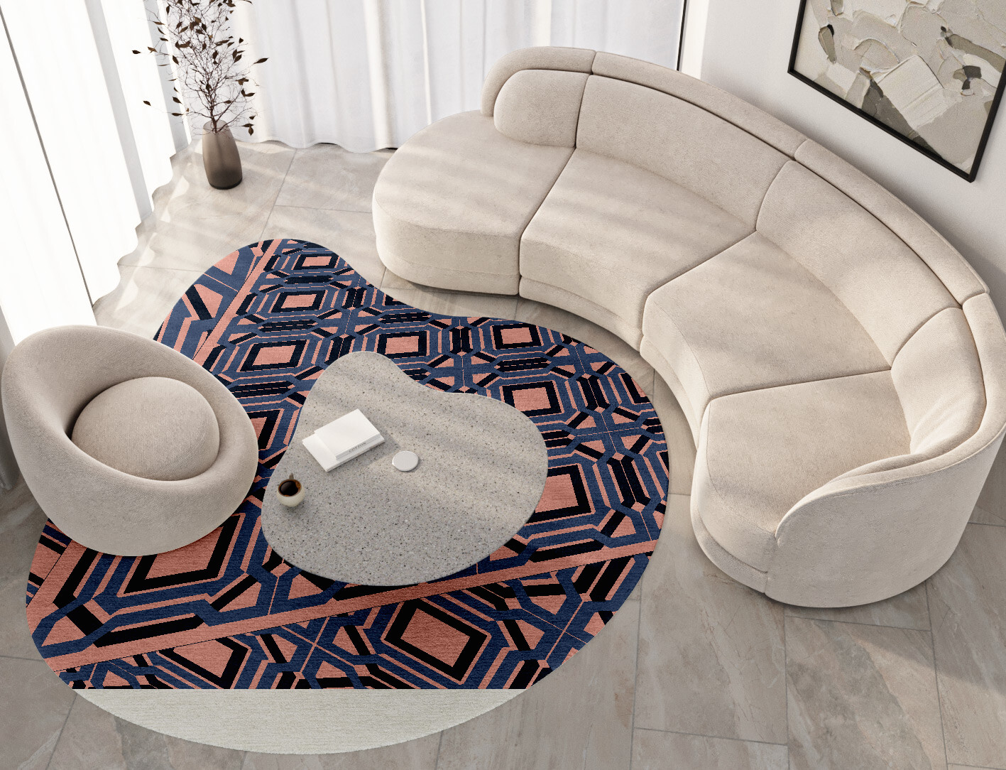 Paradigm Geometric Splash Hand Tufted Pure Wool Custom Rug by Rug Artisan