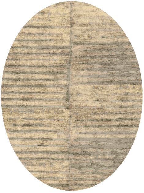 Parallel Strokes Brush Strokes Oval Hand Knotted Bamboo Silk Custom Rug by Rug Artisan