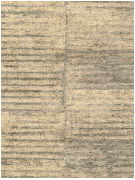Parallel Strokes Brush Strokes Rectangle Hand Knotted Bamboo Silk Custom Rug by Rug Artisan