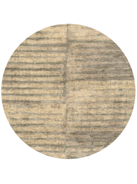 Parallel Strokes Brush Strokes Round Hand Knotted Bamboo Silk Custom Rug by Rug Artisan