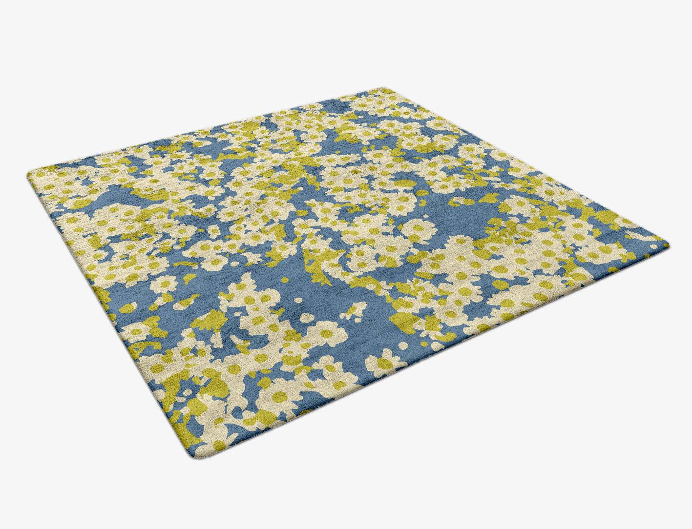 Parasol Floral Square Hand Tufted Bamboo Silk Custom Rug by Rug Artisan