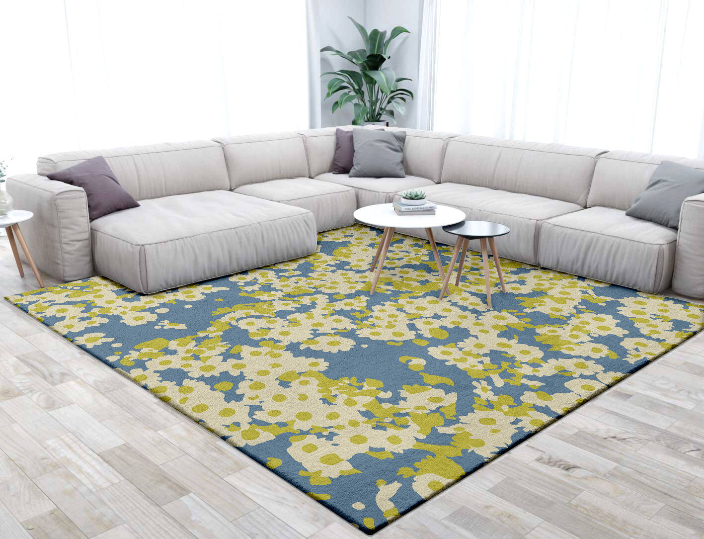 Parasol Floral Square Hand Tufted Pure Wool Custom Rug by Rug Artisan