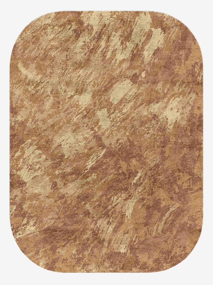 Pastels Brush Strokes Oblong Hand Knotted Bamboo Silk Custom Rug by Rug Artisan