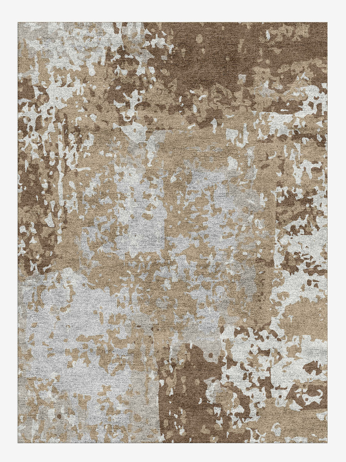 Patches Surface Art Rectangle Hand Knotted Bamboo Silk Custom Rug by Rug Artisan
