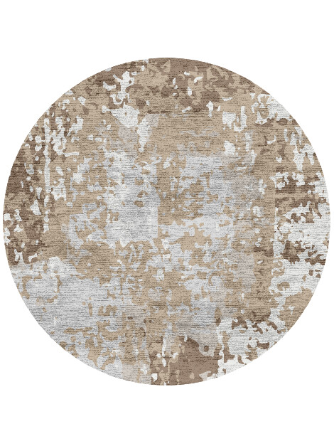 Patches Surface Art Round Hand Knotted Bamboo Silk Custom Rug by Rug Artisan