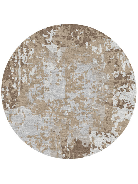 Patches Surface Art Round Hand Knotted Tibetan Wool Custom Rug by Rug Artisan
