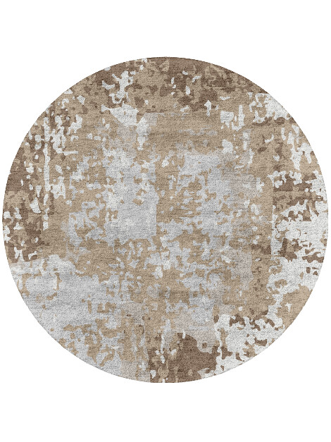 Patches Surface Art Round Hand Tufted Bamboo Silk Custom Rug by Rug Artisan