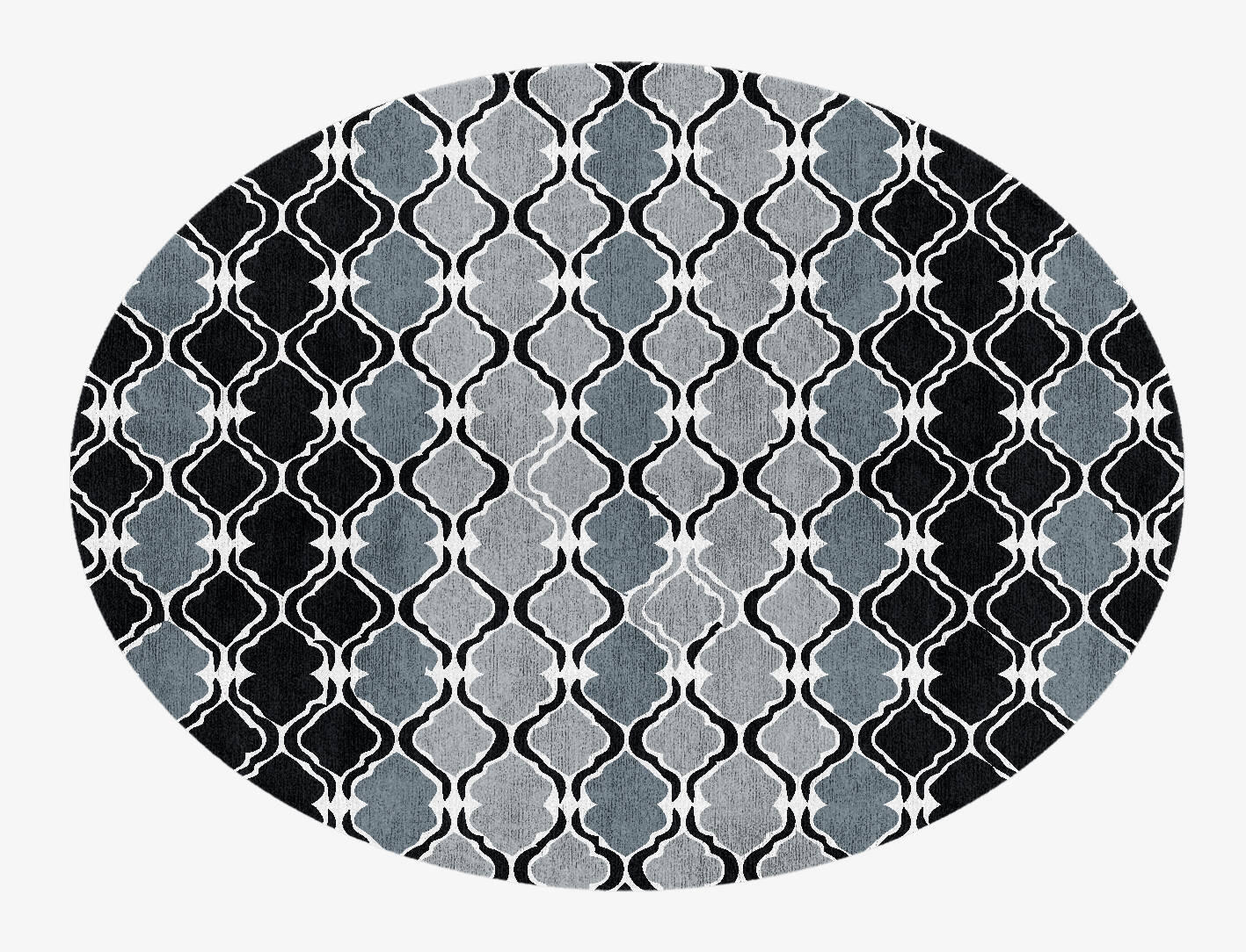 Patchwork Ash Monochrome Oval Hand Knotted Bamboo Silk Custom Rug by Rug Artisan
