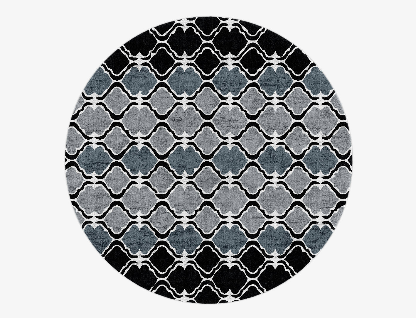 Patchwork Ash Monochrome Round Hand Knotted Bamboo Silk Custom Rug by Rug Artisan