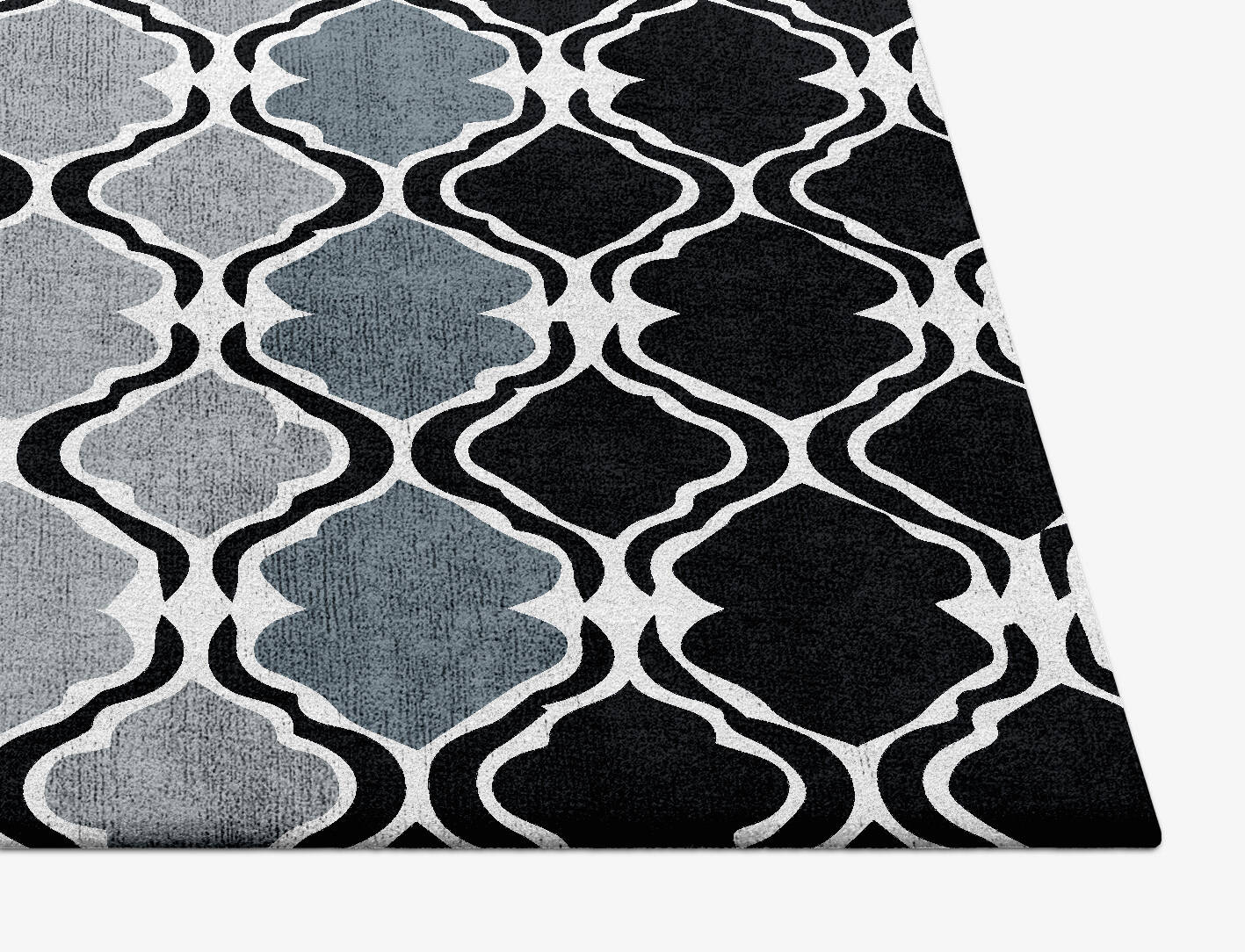 Patchwork Ash Monochrome Square Hand Tufted Bamboo Silk Custom Rug by Rug Artisan