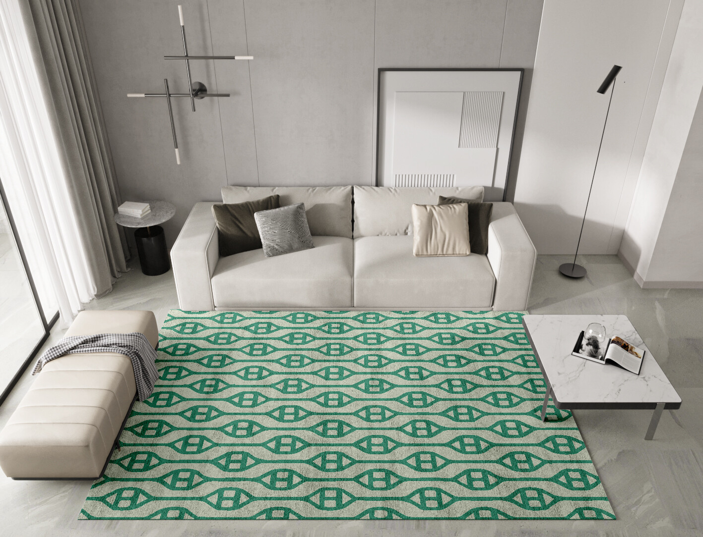 Paternoster Geometric Rectangle Hand Knotted Bamboo Silk Custom Rug by Rug Artisan